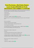 Texas Pre-License - Real Estate Finance&colon; &NewLine;Level 7 Exam UPDATED ACTUAL &NewLine;QUESTIONS AND CORRECT ANSWERS