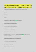 451 Real Estate Finance 1 Exam UPDATED &NewLine;QUESTIONS AND CORRECT ANSWERS