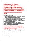 Masonry Construction &ndash; California C-29 Masonry Contractor Practice Exam &vert; Questions&comma; Verified Answers & Detailed Rationales &vert; 2026 CSLB Contractor License Exam Prep &vert; Brick&comma; Block&comma; Stone&comma; Mortar & Reinforced Masonry
