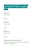EXCEL CRASH ACTUAL QUESTIONS AND&NewLine;CORRECT ANSWERS COMPLETE STUDY&NewLine;GUIDE
