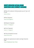 EXCPT UPDATED ACTUAL EXAM&NewLine;QUESTIONS AND CORRECT ANSWERS