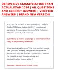 DERIVATIVE CLASSIFICATION EXAM &NewLine;ACTUAL EXAM 2026 &vert; ALL QUESTIONS &NewLine;AND CORRECT ANSWERS &vert; VERIFIED &NewLine;ANSWERS &vert; BRAND NEW VERSION