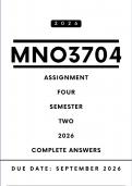 MNO3704 Assignment 4 Answers - Semester 2 &vert;Due Date September 2026