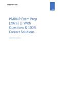 PMHNP Exam Prep &lpar;2026&rpar; &ndash; Complete Questions Bank with 100&percnt; Correct Solutions & Detailed Rationales &vert; Graded A&plus;