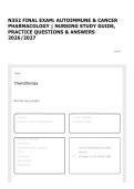 N352 FINAL EXAM&colon; AUTOIMMUNE & CANCER PHARMACOLOGY &vert; NURSING STUDY GUIDE&comma; PRACTICE QUESTIONS & ANSWERS 2026&sol;2027