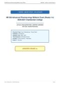 NR 566 Advanced Pharmacology Midterm Exam &lpar;Weeks 1-4&rpar;&NewLine;2026&sol;2027 Chamberlain College