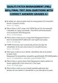 QUALYS PATCH MANAGEMENT &lpar;PM&rpar;&semi;&lpar;&NewLine;80&percnt;&rpar; FINAL TEST 2026 QUESTIONS WITH&NewLine;CORRECT ANSWERS GRADED A&plus;