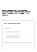 INTRO NRSG CONCEPTS & CLINICAL JUDGMENT 2026&sol;2027 &vert; NURSING STUDY GUIDE&comma; PRACTICE QUESTIONS & EXAM REVIEW