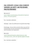QAL CATEGORY A EXAM 4 2026 COMPLETE&NewLine;ANSWERS LAB SAFETY AND PROCEDURES&NewLine;PRACTICE RESOURCE