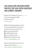 QAC EXAM LAWS AND REGULATIONS&NewLine;PRACTICE TEST 2026 TESTED QUESTIONS&NewLine;AND CORRECT ANSWERS
