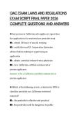 QAC EXAM LAWS AND REGULATIONS&NewLine;EXAM SCRIPT FINAL PAPER 2026&NewLine;COMPLETE QUESTIONS AND ANSWER
