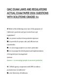 QAC EXAM LAWS AND REGULATIONS&NewLine;ACTUAL EXAM PAPER 2026 QUESTIONS&NewLine;WITH SOLUTIONS GRADED A&plus;