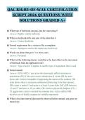QAC RIGHT-OF-WAY CERTIFICATION&NewLine;SCRIPT 2026 QUESTIONS WITH&NewLine;SOLUTIONS GRADED A