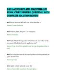 QAC LANDSCAPE AND MAINTENANCE&NewLine;EXAM SCRIPT VERIFIED QUESTIONS WITH&NewLine;COMPLETE SOLUTION REVIEW