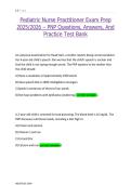 Pediatric Nurse Practitioner Exam Prep 2025&sol;2026 &ndash; Complete Test Bank with Verified Questions & Answers