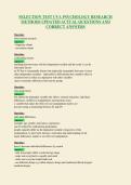 SELECTION TEST UVA PSYCHOLOGY RESEARCH&NewLine;METHODS UPDATED ACTUAL QUESTIONS AND&NewLine;CORRECT ANSWERS