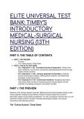 2026&sol;2027 ELITE TEST BANK&colon; Timby's Introductory Medical-Surgical Nursing &lpar;13th Edition&rpar; &vert; Next-Gen Clinical Judgment Q&A with In-Depth Rationales