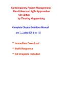 Solution Manual for Contemporary Project Management 5th Edition by Timothy Kloppenborg &vert; Plan-Driven and Agile Approaches &vert; Chapters 1&ndash;15 Complete
