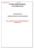 Python Programming Complete Lecture Notes&colon; Beginner to Advanced Syllabus &lpar;Data Types&comma; OOP&comma; File Handling&rpar; &ndash; Author&colon; Malla Reddy College of Engineering & Technology