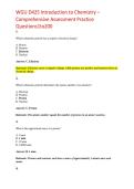 WGU D425 Introduction to Chemistry &ndash; &NewLine;Comprehensive Assessment Practice &NewLine;Questions1to200