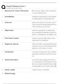 Health Professions Exam 1 Study Guide 2025 &sol; Score 100&percnt; on Intro to Health Professions Test &sol; New Version Q&A &sol; Career Clusters & Accreditation Prep&NewLine;&NewLine;