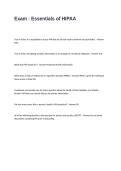 Exam Questions and Answers- Essentials of HIPAA
