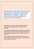 MICHIGAN STATE BRAKES CERTIFICATION &NewLine;EXAM ACTUAL EXAM 2026 &vert; QUESTIONS &NewLine;MERGED WITH CORRECT COMPLETE &NewLine;SOLUTIONS &vert;&vert; ALREADY GRADED A&plus; &vert;&vert; &NewLine;2026-2027 LATEST UPDATE&excl;&excl;&excl;
