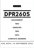 DPR2605 Assignment 2 Answers - Semester 2 &vert; Due Date 10 September 2026