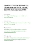 PYC4808 ECOSYSTEMIC PSYCHOLOGY&NewLine;CERTIFICATION EVALUATION 2026 FULL&NewLine;SOLUTION VIEW AHEAD QUESTIONS&NewLine;