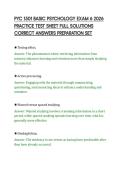 PYC 1501 BASIC PSYCHOLOGY EXAM 6 2026&NewLine;PRACTICE TEST SHEET FULL SOLUTIONS&NewLine;CORRECT ANSWERS PREPARATION SET