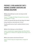 PROPHECY CORE MANDATORY PART II&NewLine;NURSING EXAMPREP QUESTIONS AND&NewLine;DETAILED SOLUTIONS