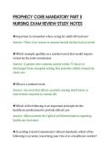 PROPHECY CORE MANDATORY PART II&NewLine;NURSING EXAM REVIEW STUDY NOTES