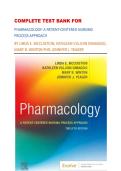 COMPLETE TEST BANK FOR &NewLine;PHARMACOLOGY&colon; A PATIENT-CENTERED NURSING PROCESS APPROACH&NewLine;BY LINDA E&period; MCCUISTION&comma; KATHLEEN VULJOIN DIMAGGIO&comma; MARY B&period; WINTON PHD&comma; JENNIFER J&period; YEAGER&NewLine;