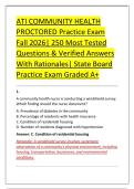 ATI COMMUNITY HEALTH &NewLine;PROCTORED Practice Exam &NewLine;Fall 2026&vert; 250 Most Tested &NewLine;Questions & Verified Answers &NewLine;With Rationales&vert; State Board &NewLine;Practice Exam Graded A&plus;