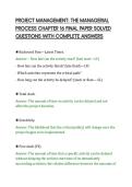 PROJECT MANAGEMENT&colon; THE MANAGERIAL&NewLine;PROCESS CHAPTER 16 FINAL PAPER SOLVED&NewLine;QUESTIONS WITH COMPLETE ANSWERS