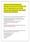 California Certified Engineering &NewLine;Geologist Practice Exam Fall 2026&vert; 250 &NewLine;Most Tested Questions & Verified &NewLine;Answers With Rationales&vert; State Board &NewLine;Practice Exam Graded A&plus; 
