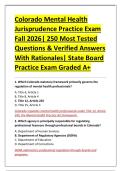 Colorado Mental Health &NewLine;Jurisprudence Practice Exam &NewLine;Fall 2026&vert; 250 Most Tested &NewLine;Questions & Verified Answers &NewLine;With Rationales&vert; State Board &NewLine;Practice Exam Graded A&plus; 
