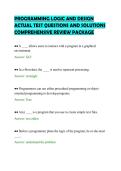 PROGRAMMING LOGIC AND DESIGN&NewLine;ACTUAL TEST QUESTIONS AND SOLUTIONS&NewLine;COMPREHENSIVE REVIEW PACKAGE