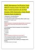 NAMS Menopause Certification Exam &NewLine;&lpar;MSCP&rpar; Practice Exam Fall 2026&vert; 350 &NewLine;Most Tested Questions & Verified &NewLine;Answers With Rationales&vert; State Board &NewLine;Practice Exam Graded A&plus; 