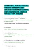 PROFESSIONAL NURSING CONCEPTS&NewLine;COMPETENCIES FOR QUALITY&NewLine;LEADERSHIP COMPREHENSIVE EXAM&NewLine;PREP QUESTIONS AND SOLUTIONS&NewLine;VERIFIED STUDY RESOUR