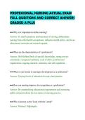PROFESSIONAL NURSING ACTUAL EXAM&NewLine;FULL QUESTIONS AND CORRECT ANSWERS&NewLine;GRADED A PLUS