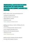 PROFESSIONAL ASSOCIATION OF DIVING&NewLine;INSTRUCTORS TEST BANK UPDATED&NewLine;QUESTIONS AND CORRECT ANSWERS FULL&NewLine;SOLUTION