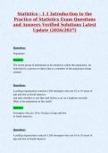 Statistics - 1&period;1 Introduction to the&NewLine;Practice of Statistics Exam Questions&NewLine;and Answers Verified Solutions Latest&NewLine;Update &lpar;2026&sol;2027&rpar;