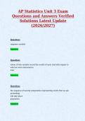 AP Statistics Unit 3 Exam&NewLine;Questions and Answers Verified&NewLine;Solutions Latest Update&NewLine;&lpar;2026&sol;2027&rpar;