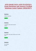6TH GRADE DATA AND STATISTICS&NewLine;Exam Questions and Answers Verified&NewLine;Solutions Latest Update &lpar;2026&sol;2027&rpar;