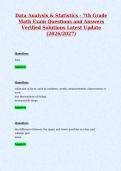 Data Analysis & Statistics - 7th Grade&NewLine;Math Exam Questions and Answers&NewLine;Verified Solutions Latest Update&NewLine;&lpar;2026&sol;2027&rpar;&NewLine;