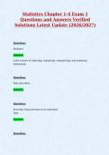 Statistics Chapter 1-4 Exam 1&NewLine;Questions and Answers Verified&NewLine;Solutions Latest Update &lpar;2026&sol;2027&rpar;&NewLine;