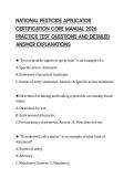 NATIONAL PESTICIDE APPLICATOR&NewLine;CERTIFICATION CORE MANUAL 2026&NewLine;PRACTICE TEST QUESTIONS AND DETAILED&NewLine;ANSWER EXPLANATIONS