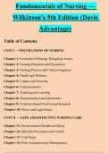Fundamentals of Nursing &ndash; Wilkinson&rsquo;s 5th Edition  &lpar;Davis Advantage&rpar; &vert; Complete Test Bank with Verified  Answers  