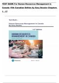 TEST BANK For Human Resources Management in  Canada 15th Canadian Edition by Gary Dessler Chapters  1 - 17   